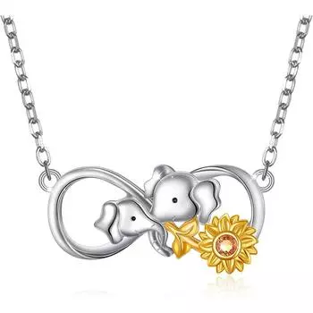 Подвеска в виде подсолнуха и ожерелье в форме слона для женщин, цепочка, ожерелье, ювелирный подарок