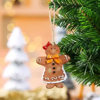 Подвеска в виде пряничного человечка из смолы, рождественская елка, подвесное украшение, рождественская подвеска