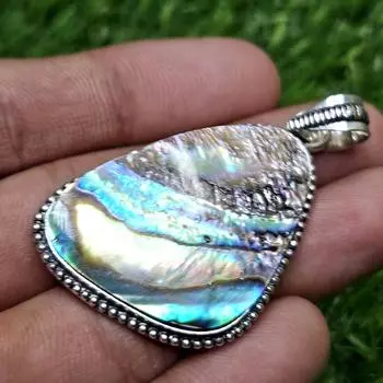 Подвеска в виде ракушки из натурального морского ушка, стерлинговое серебро 925 пробы, кулон в виде ракушки, необычная форма, кулон в виде ракушки, женские ювелирные изделия синий