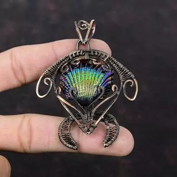 Подвеска в виде ракушки с титановым покрытием, подвеска из медной проволоки с драгоценными камнями, подвеска в виде черепахи, подвески ручной работы, подвеска из медной проволоки, ювелирное украшение в подарок для него