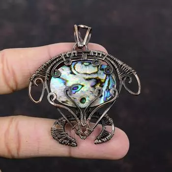 Подвеска в виде ракушки ушка, медная проволочная обертка, медные украшения, подвеска из настоящего драгоценного камня, ручная работа, проволочная обертка, подвеска в виде черепахи для подарка