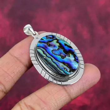 Подвеска в виде ракушки-ушка, ювелирное изделие из цельного серебра 925 пробы с драгоценными камнями, подвеска ручной работы, на День благодарения 2.12 Inches синий