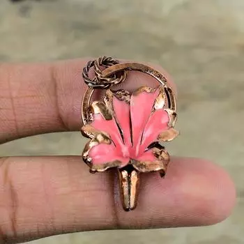 Подвеска в виде резного цветка-ракушки, гальванопластическая медная подвеска, ручная работа, абсолютно новая подвеска, подвеска из драгоценного камня, подарки на годовщину, гальванопластические украшения