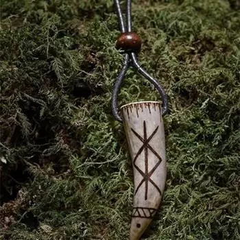 Подвеска в виде рога викинга, защитная руна Bind, скандинавская защитная руна Bind, винтажное ожерелье с подвеской в виде оленя викинга, ручная работа onesize