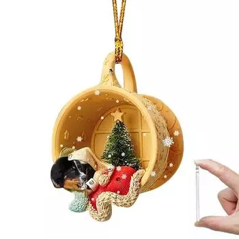 Подвеска в виде рождественской елки, акриловая подвеска в виде спящей собаки, зеркало заднего вида в виде таксы, праздничный кулон M4M8 12-1pcs