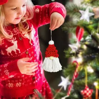 Подвеска в виде рождественской елки, плетеная вручную в форме гнома, хлопковая веревка, подвесное украшение для камина