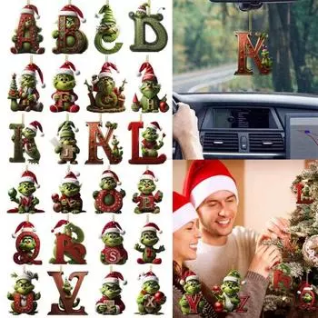 Подвеска в виде рождественской елки с ремешком, легко подвешивается, дизайн эльфа, 26 стилей с буквами, милый автомобиль M