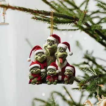Подвеска в виде рождественской елки Зеленый эльф Семейный автомобиль Подвесное зеркало заднего вида Украшение мультяшный подвесной кулон для рождественских елок Автомобили Офисы D