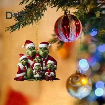 Подвеска в виде рождественской елки Зеленый эльф Семейный автомобиль Подвесное зеркало заднего вида Украшение мультяшный подвесной кулон для рождественских елок Автомобили Офисы D