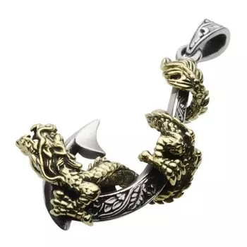 Подвеска в виде рыболовного крючка в виде дракона fp0406 [Figmart] [Серебряный аксессуар]