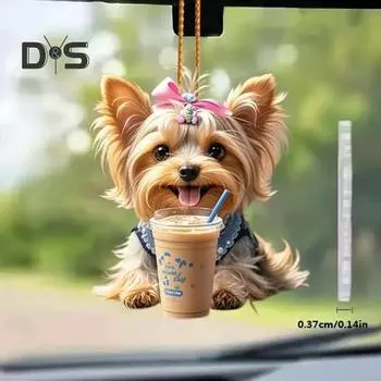 Подвеска в виде щенка на зеркало заднего вида, подвесное украшение для автомобиля, акриловая рождественская елка, дверь, окно, забор, ветка, подарок для женщин и мужчин Dog