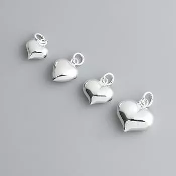 Подвеска в виде сердца из стерлингового серебра S925 пробы для самостоятельного изготовления ожерелья или браслета M - 10mm
