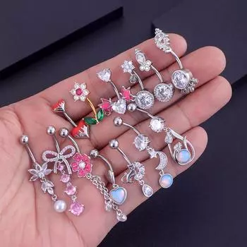 Подвеска в виде сердца с бантом для пупка, кольцо для женщин и девочек, пирсинг пупка, ювелирные изделия, аксессуары, сексуальное нежное кольцо для пупка, подарки