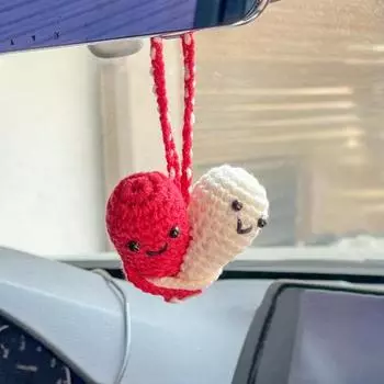 Подвеска в виде сердца, связанная вручную крючком, обнимающее украшение в виде сердца, красное и белое, подвесное украшение в виде сердца для автомобильного брелока-сумки Love Heart