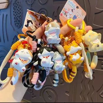 Подвеска в виде сиамской кошки «кошачья лапка» с рисунком щенка в виде комка шерсти, брелок для ключей в виде щенка-кошки для мужчин Style 3