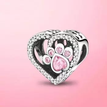 Подвеска в виде следа из стерлингового серебра 925 пробы с изображением животного, собаки, кошки, следа и кости, бусины, пригодные для модного браслета, оригинальные серебряные украшения