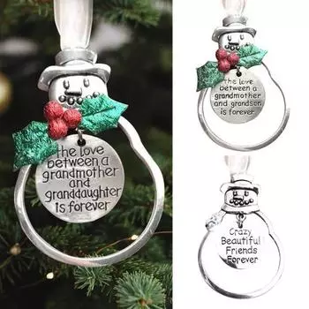 Подвеска в виде снеговика, сплав, подвесное украшение, любовь, дружба, тематическое украшение в виде снеговика с надписью-благословением, подарок для друзей, бабушек