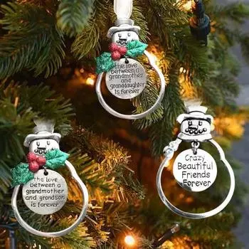 Подвеска в виде снеговика, сплав, подвесное украшение, любовь, дружба, тематическое украшение в виде снеговика с надписью-благословением, подарок для друзей, бабушек