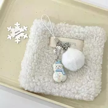 Подвеска в виде снеговика в виде комка шерсти в виде снежинки, брелок для ключей, милый ремешок для телефона, симпатичная сумка, подвесное украшение, портативный шнурок для телефона, подарки