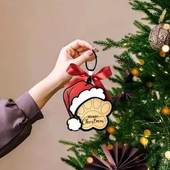 Подвеска в виде собачьей лапы, деревянная рождественская шапка, украшение в виде собачьей лапы, праздничная елка, подвесное украшение, подарок для любителей собак 1pc