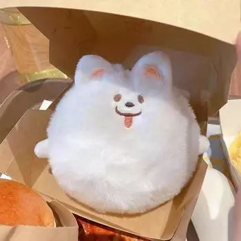 Подвеска в виде собаки самоеда с цепочкой из бисера, плюшевая кукла, милая подвеска, брелок для сумки, подвеска one size белый