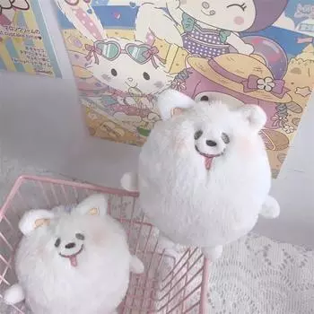 Подвеска в виде собаки самоеда с цепочкой из бисера, плюшевая кукла, милая подвеска, брелок для сумки, подвеска