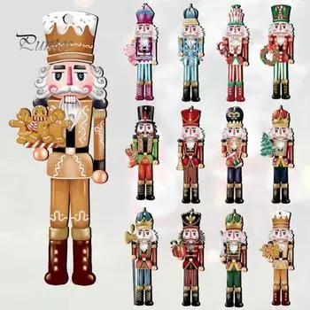 Подвеска в виде солдата-щелкунчика, деревянная подвеска в виде щелкунчика, праздничное украшение для рождественской елки, новогодние подарки, декор для вечеринки 12pcs