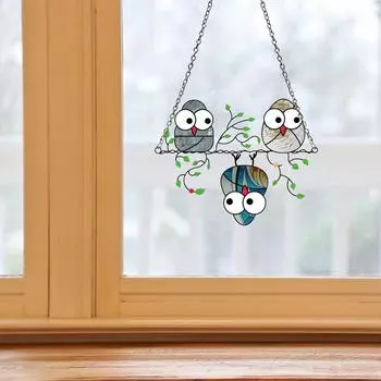 Подвеска в виде совы Красочный кулон в виде совы, украшение для сада (Материал ПК/с цепочкой) (Двусторонняя печать)