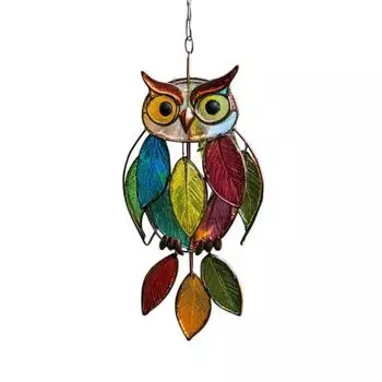 Подвеска в виде совы, наружное подвесное украшение, реалистичный вид, простая установка, красочное украшение в виде совы ручной работы A