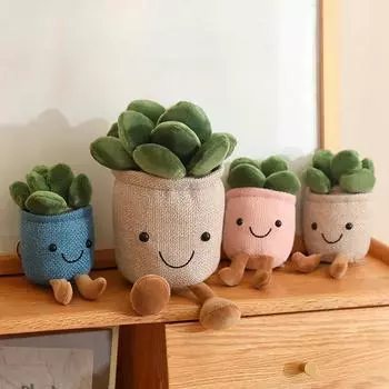 Подвеска в виде суккулентов, мягкая игрушка для детей, мягкая имитация, плюшевая игрушка в горшке, кукла, декор для горшка, украшение для стола, окна 16cm зелёный
