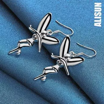 Подвеска в виде танцующего ангела из стерлингового серебра 925 пробы с серьгами для пирсинга, модные свадебные украшения 1.60*3.30cm