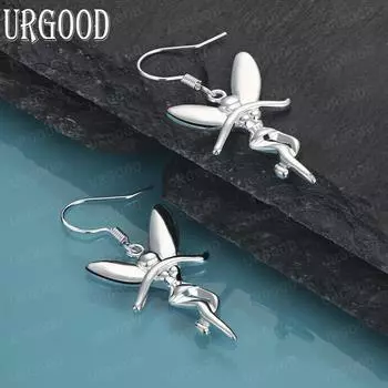 Подвеска в виде танцующего ангела из стерлингового серебра 925 пробы с серьгами для пирсинга, модные свадебные украшения 1.60*3.30cm