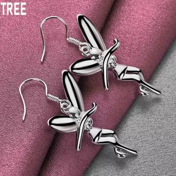 Подвеска в виде танцующего ангела из стерлингового серебра 925 пробы с серьгами для пирсинга, модные свадебные украшения 1.60*3.30cm