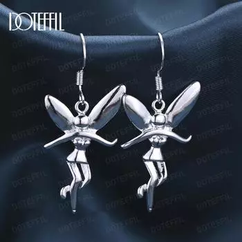 Подвеска в виде танцующего ангела из стерлингового серебра 925 пробы с серьгами для пирсинга, модные свадебные украшения 1.60*3.30cm