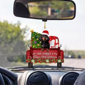 Подвеска в виде таксы, украшение на зеркало заднего вида автомобиля со шнурком, легко подвешивается, реалистичная форма, украшение на рождественскую елку, подвеска в виде собаки F