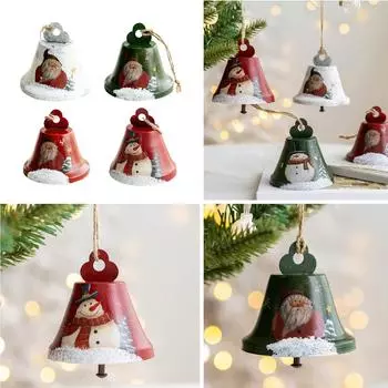 Подвеска в виде железных колокольчиков в виде Санты/Снеговика, украшение для рождественской елки ручной работы, расписанное вручную праздничное украшение A