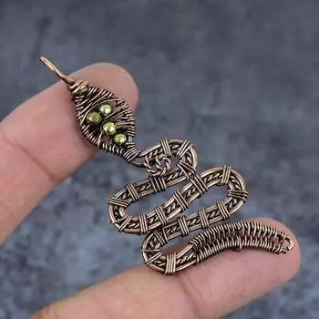 Подвеска в виде змеи ручной работы из медной проволоки, подарочная ювелирная подвеска 2,76 дюйма T4v39