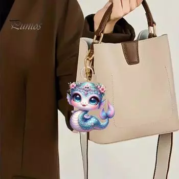 Подвеска в виде змеи-русалки, акриловое плоское украшение для автомобиля на Рождество, подвесная подвеска на елку, милый мультяшный подарок для влюбленных русалок на Рождество Snake