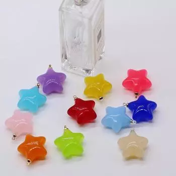 Подвеска в виде звезды цвета желе-конфеты - пятиконечная, аксессуар для самостоятельного изготовления White K Pendant 24mm