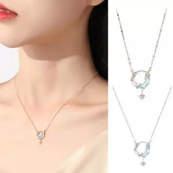 Подвеска в виде звезды и луны, женское ожерелье со стразами, элегантное роскошное регулируемое гипоаллергенное ожерелье на ключицу для девочек, модные ювелирные изделия, подарок серебряный