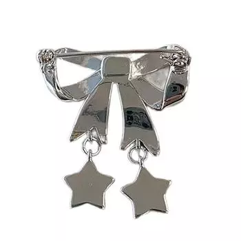 Подвеска в виде звезды с бантом, брошь, модная булавка для свитера, декоративный значок, булавка для одежды, украшение для шарфа, булавка для отворота, ювелирные изделия