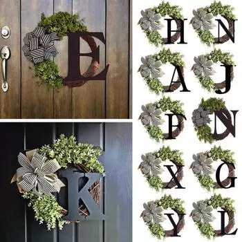 Подвеска-венок, легкая цветостойкость, не подвешиваемая, устойчивая к атмосферным воздействиям, увядание, 26 букв, эвкалиптовый дверной венок, подвеска для дома B