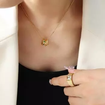 Подвеска Wind Ol из титановой стали, инкрустированная цирконием, персонализированные аксессуары, ожерелье с тремя кольцами и пряжкой для женщин