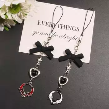 Подвеска Y2K телефонный ремешок черный бабочка мобильный брелок шнурок мобильный телефон цепочка для женщин и девочек style 1