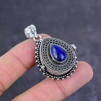 Подвеска Яд из натурального лазурита ручной работы из стерлингового серебра 925 пробы 1,77 дюйма p6T68