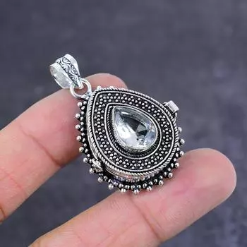 Подвеска Яд из стерлингового серебра 925 пробы с натуральным белым топазом ручной работы 1,77 дюйма P4j38