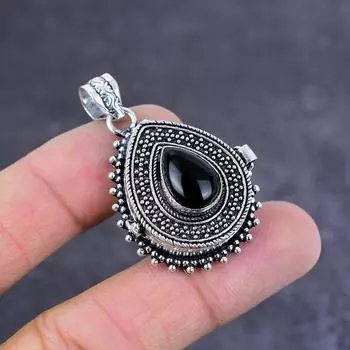 Подвеска Яд из стерлингового серебра 925 пробы ручной работы с натуральной черной шпинелью 1,77 дюйма F2Z00