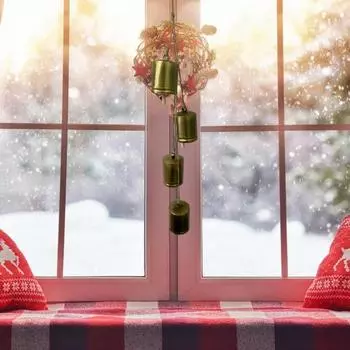 Подвеска Yousheng Christmas Bell, 4 колокольчика на пеньковой веревке, винтажные декоративные колокольчики ручной работы для рождественского венка в виде коровы