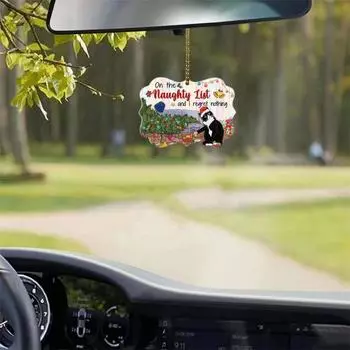 Подвеска Yousheng Christmas Cat, мультяшный кот с украшением в виде шапки Санты, 2D, плоское акриловое украшение на рождественскую елку, подарок в виде кота для дома, автомобиля, елки B