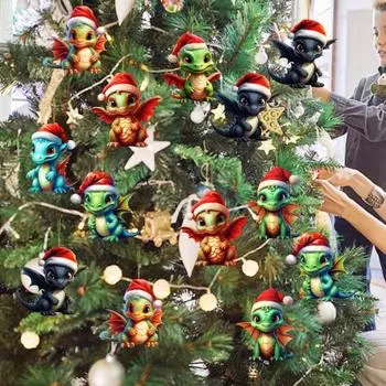 Подвеска Yousheng Christmas Dragon, мультяшный дракон, акриловое подвесное украшение, прочное для праздничного украшения елки A